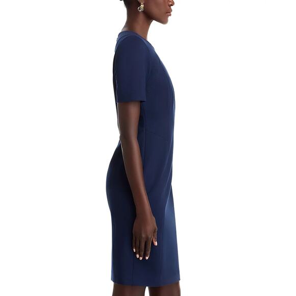 T Tahari Judianne Short Sleeve Fitted Sheath Dress Navy - 8 - Picture 6 of 7